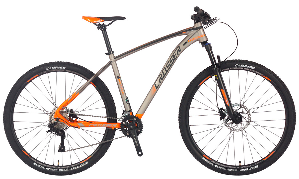Фотографія Велосипед Crosser X880 2x9 29" розмір L рама 19 2021 Сіро-жовтогарячий
